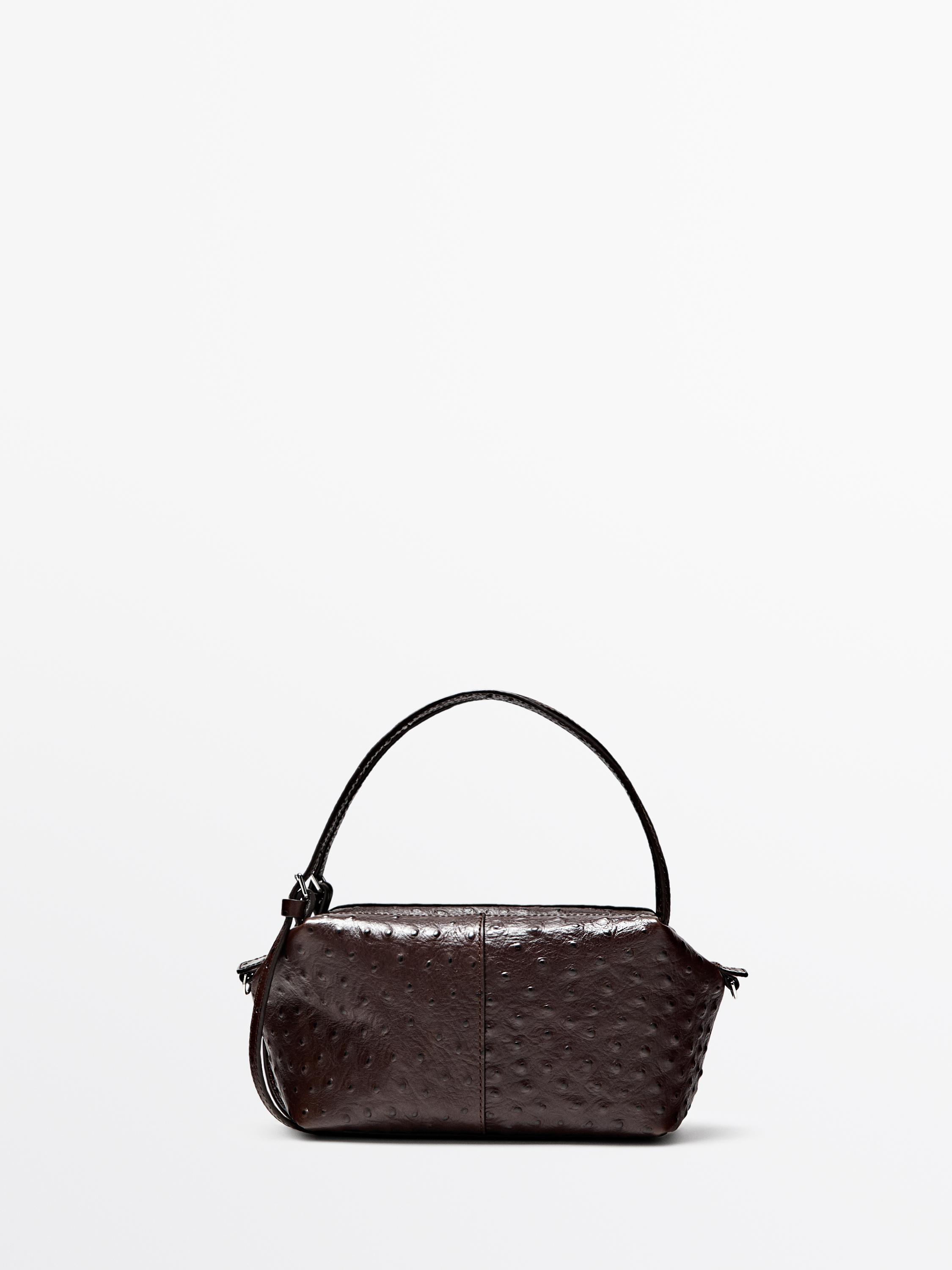 Textured leather mini satchel bag
